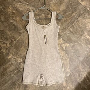 Skims Ribbed Cotton Onesie Heather Oatmeal M NWT